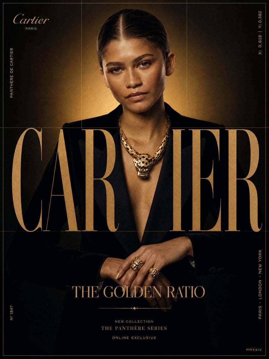 Other: Cartier × Zendaya — "THE GOLDEN RATIO" FORMAT: Ultra-Premium Jewelry SMM Poste...